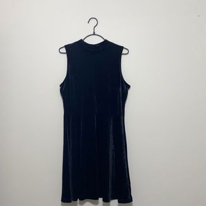 Signature mock neck velvet fit and flare dress